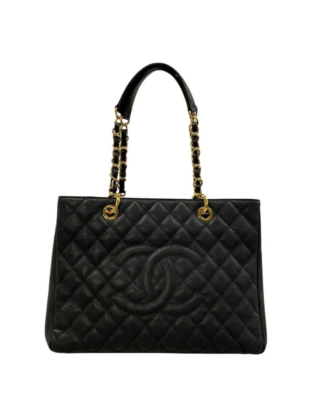 Chanel Tote Bag Reprint Chain Black Shoulder Gold